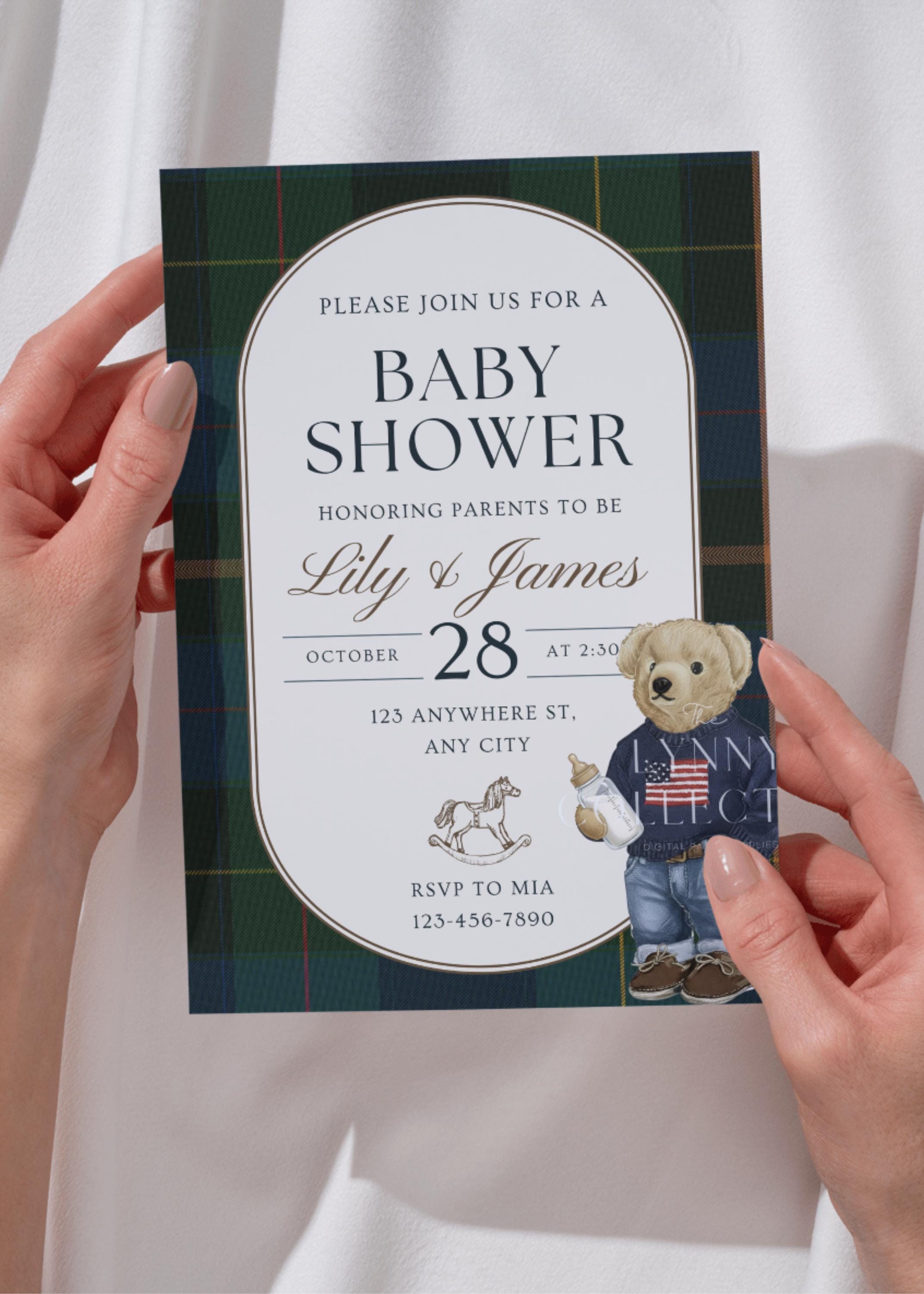 Polo Bear Baby Shower Invitation | Editable Canva Template (digital ...