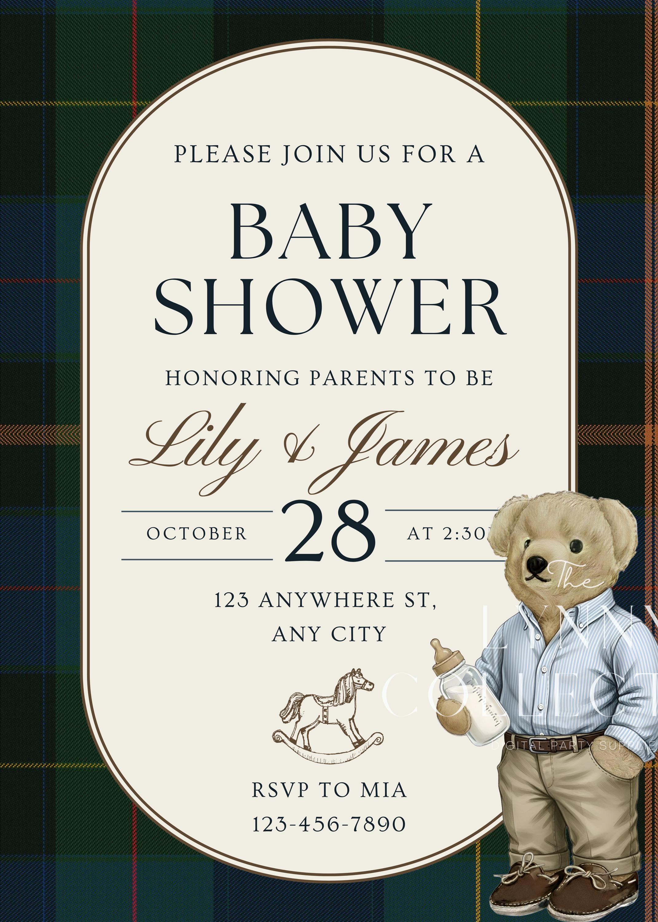 Polo Bear Baby Shower Invitation | Editable Canva Template (digital ...