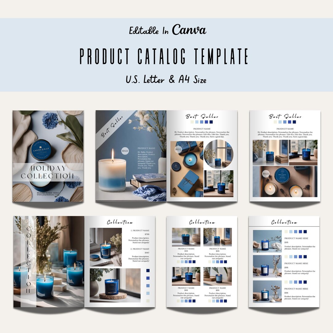 Product Catalogue Template, Minimalist Product Catalog Canva Design Etsy