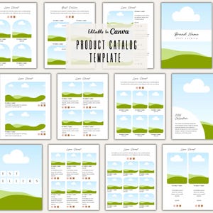 Produktkatalogvorlage, bearbeitbar in Canva