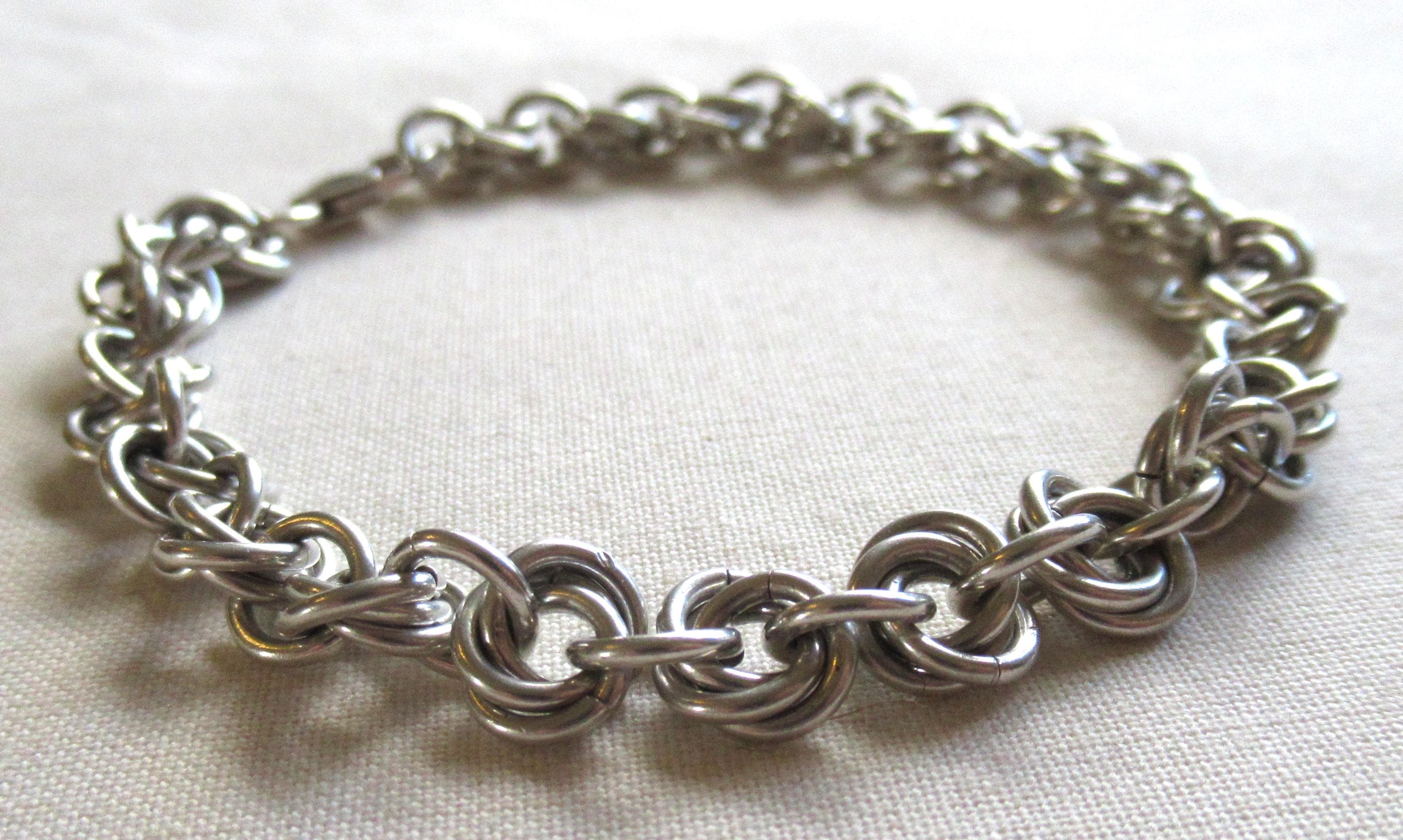 Vintage 90's Sterling Silver Chain Mail Style Bracelet 8