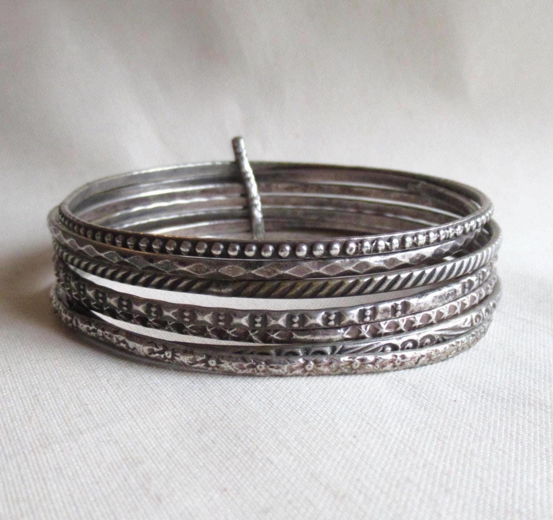 bracelet ancien argent massif maille tresse longueur 22cm Vintage-braided silver