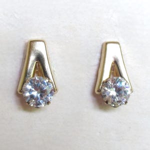 Vintage 90-talsörhängen med 9 karat guld, klara kubiska zirkonia, gult guld 375 0,74 g (28165)