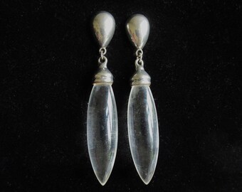 Vintage 60's clear lucite bullet statement stud drop dangle earrings (10252)