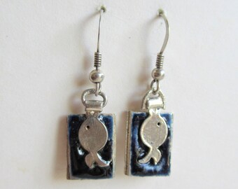 Sterling Enamel Drop Earrings - Etsy