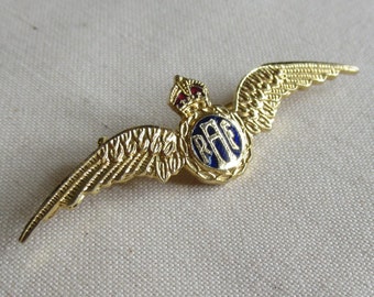 Vintage Emaille RAF Sweetheart Flügel Brosche Anstecknadel goldfarben Royal Air Force (25835)