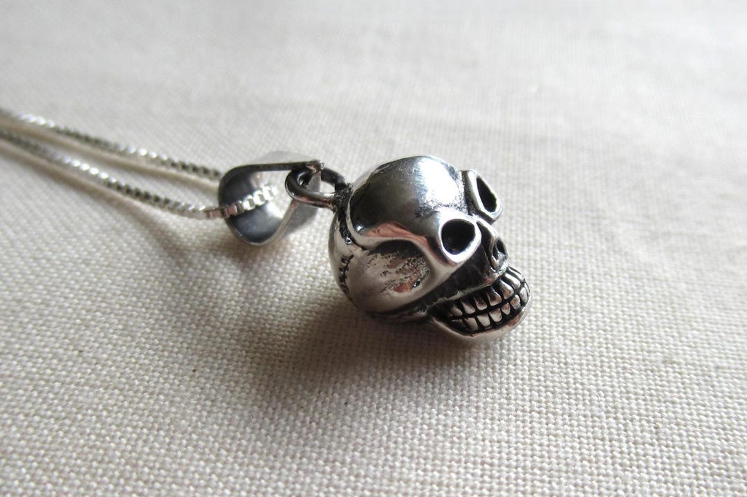 シルバー925無垢【新品】90s vintageスカルornament 284g Vintage 90's Sterling Silver Skull Pendant Necklace Chain 16