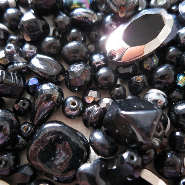 500 x black glass beads mix selection crafts jewellery making beading assortment