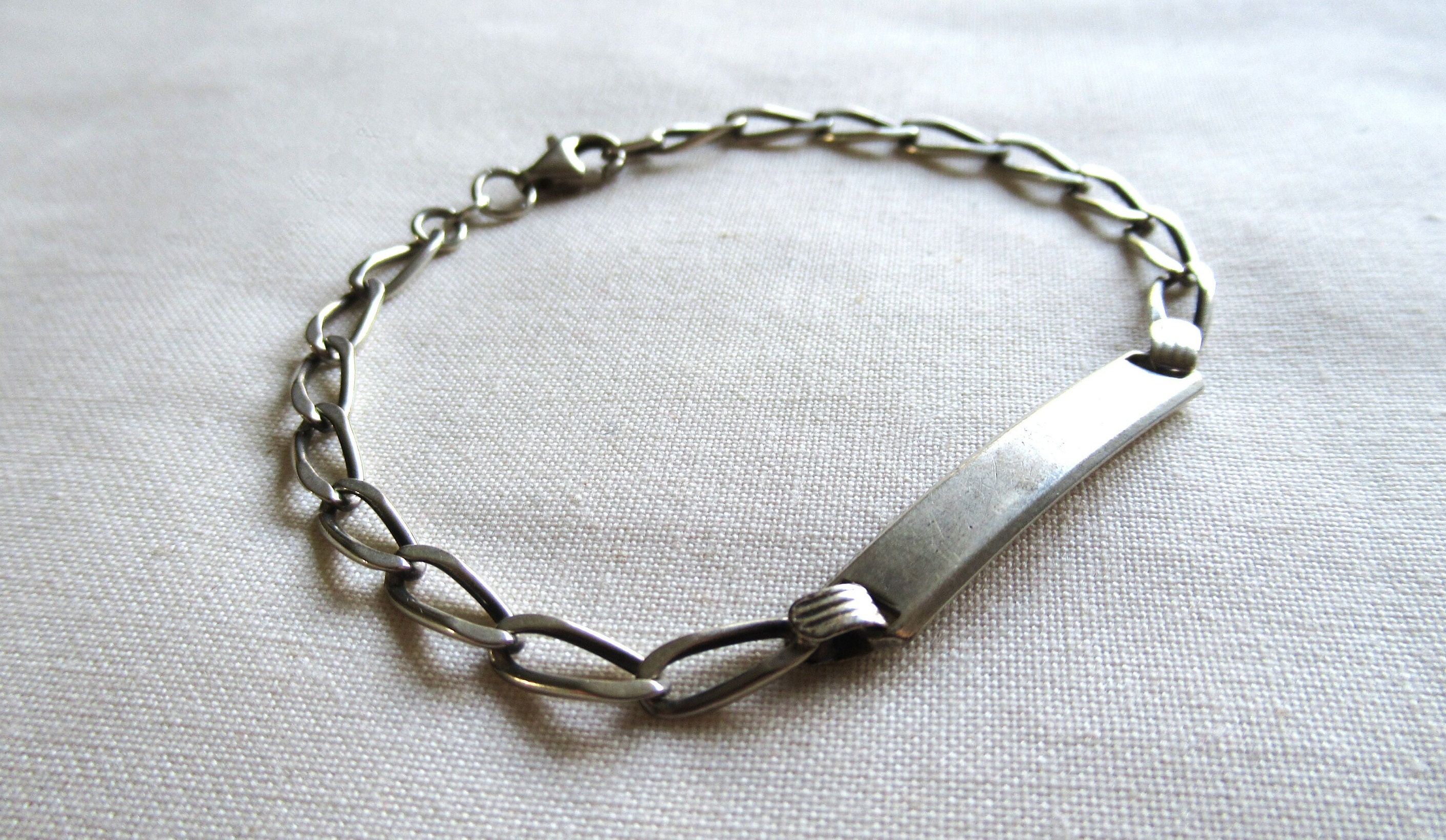 Vintage 60's Sterling Silver Chain Identity Bracelet Unisex Vintage 60's Sterling Silver Chain Identity Bracelet Unisex