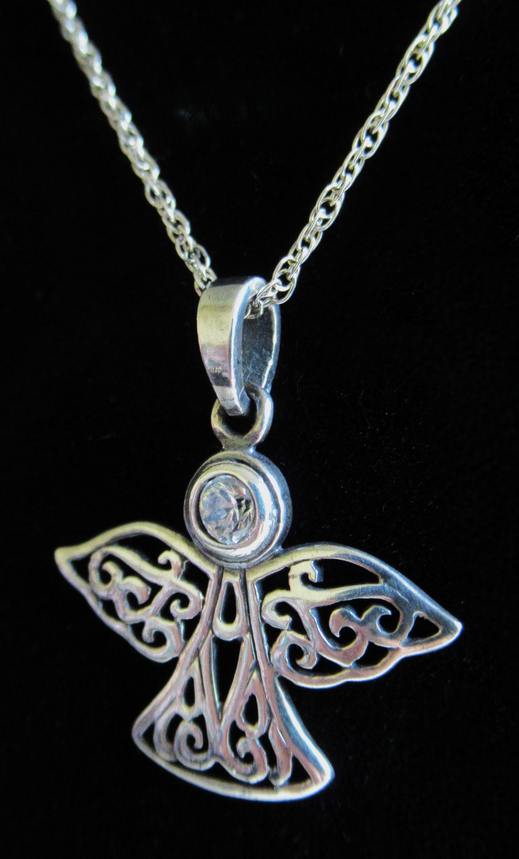 アクセサリー vintage silver925 necklace uk Vintage 90's Sterling Silver Angel Pendant Necklace Set With Cubic