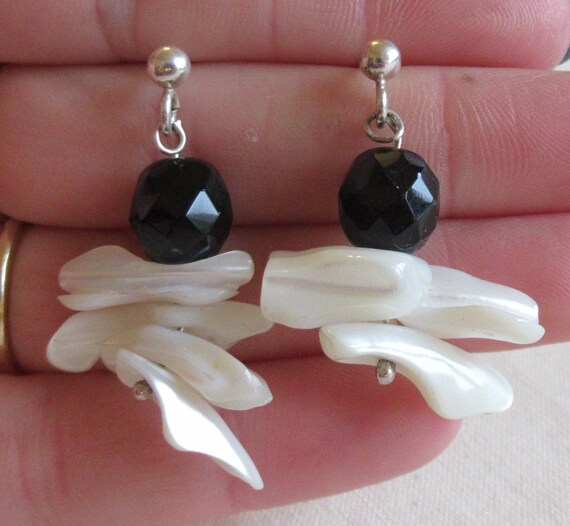 Boucles D'oreilles Pendantes En Argent Massif 925 Avec Perles Onyx Facettées Noires - Fermoir Dormeuse, Style Boucle - Neuf Sans Emballage