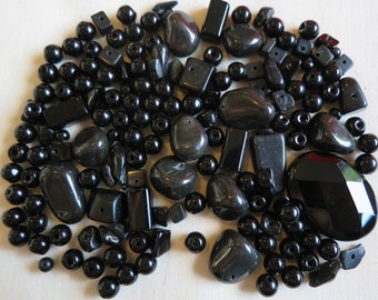 150 x onyx gemstone beads selection crafts jewellery making beading assortment mixed black