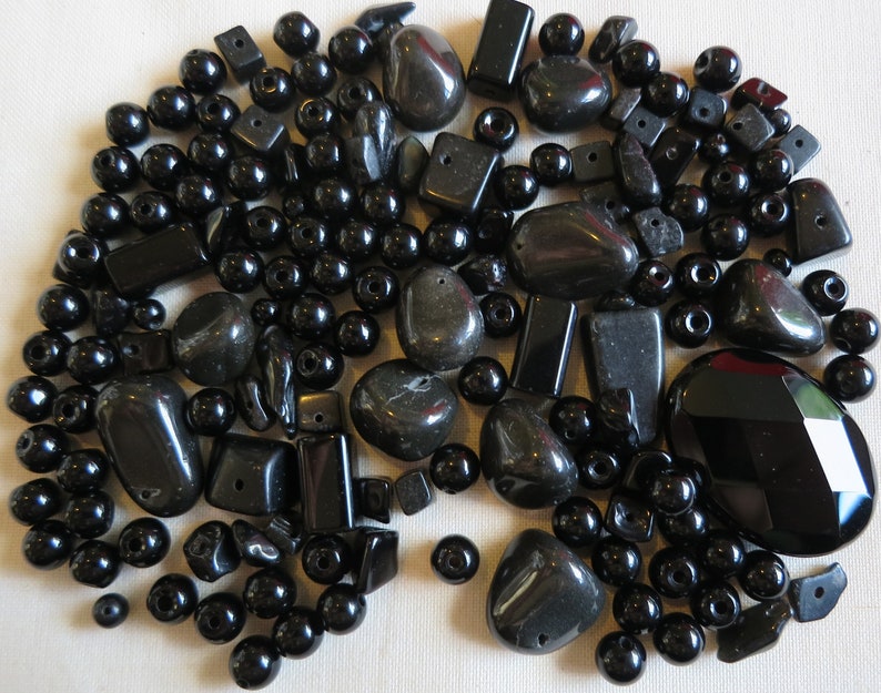 150 x onyx gemstone beads selection crafts jewellery making beading assortment mixed black