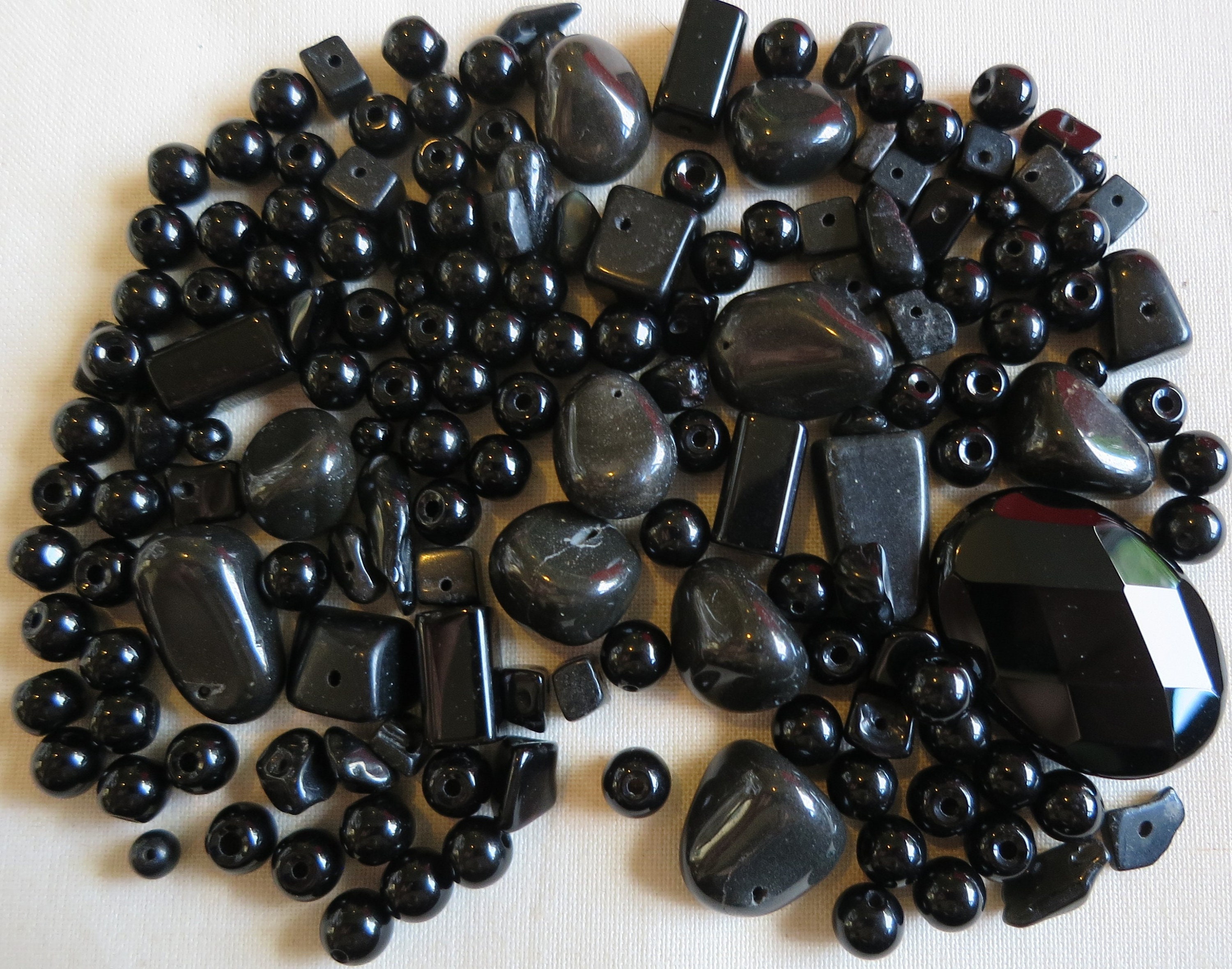 150 x onyx gemstone beads selection crafts jewellery making beading assortment mixed black