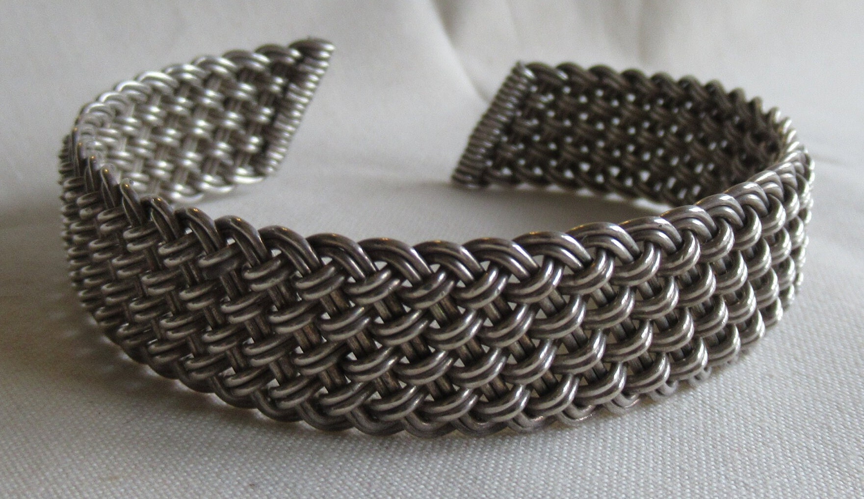 Heavy Vintage 60's Sterling Silver Woven Cuff Bangle Heavy Vintage 60's Sterling Silver Woven Cuff Bangle
