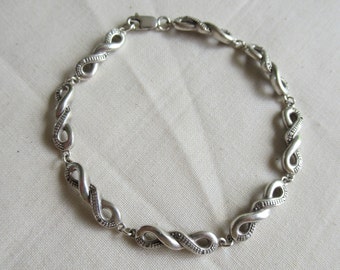 Vintage 70's Sterling Silver Cable Chain Bracelet 7.5