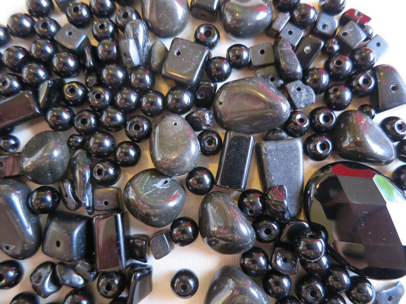 150 x onyx gemstone beads selection crafts jewellery making beading assortment mixed black
