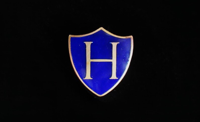 Vintage 60's Shield Shaped Letter H Initial H Enamel Pin Brooch Head ...