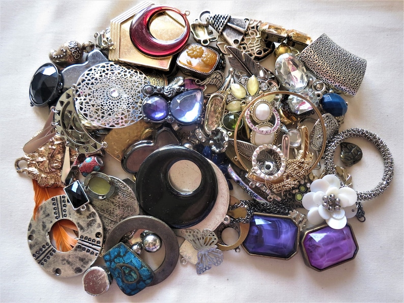 400g mixed jewellery making components charms pendants findings connectors mixed metal vintage to now