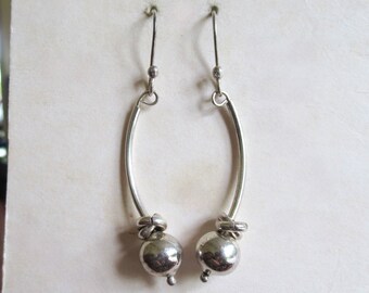 Vintage 90's Sterling Silver Cubic Zirconia Stud Hoop