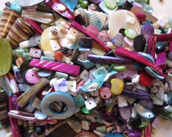 1000 x Shell beads mix assortment selection crafts jewellery making beading multi-colour
