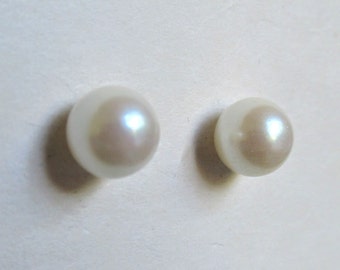 vintage années 80 9ct or 6mm boucles d’oreilles en fausse perle 375 (20795)