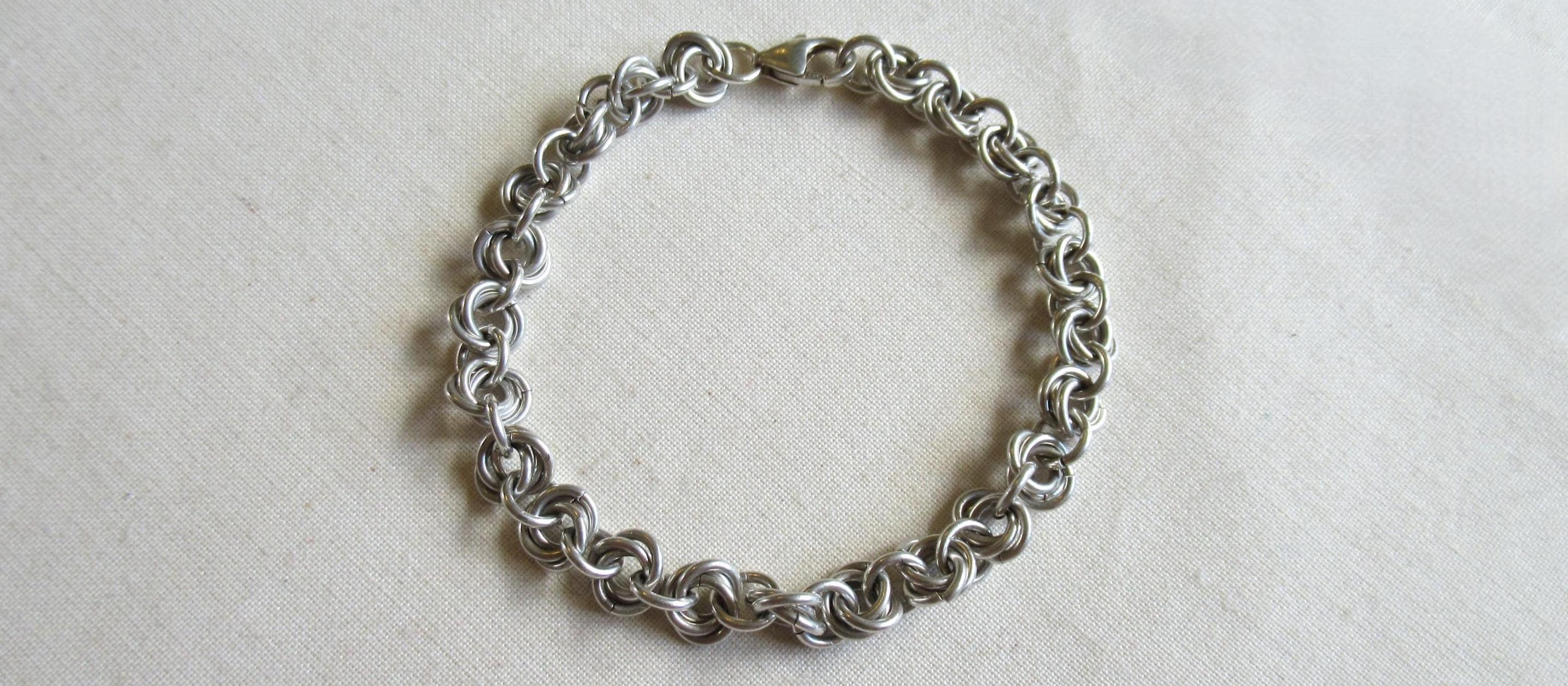 Vintage 90's Sterling Silver Chain Mail Style Bracelet 8
