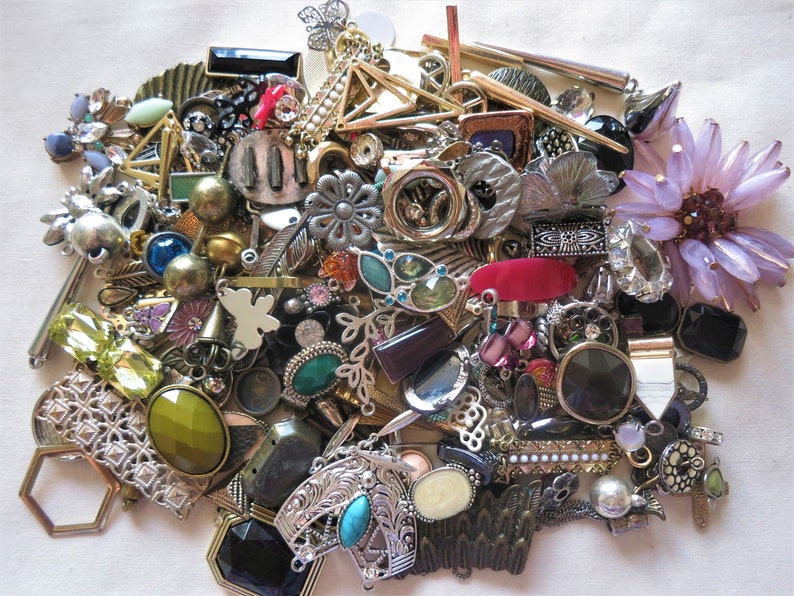 400g mixed jewellery making components charms pendants findings connectors mixed metal vintage to now