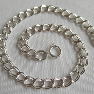 Vintage 90&#39;s sterling silver double curb link chain bracelet 7.25&quot; spring ring clasp 925 (23561)