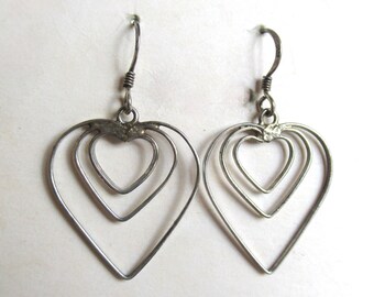 Vintage 90's Sterling Silver Cubic Zirconia Stud Hoop