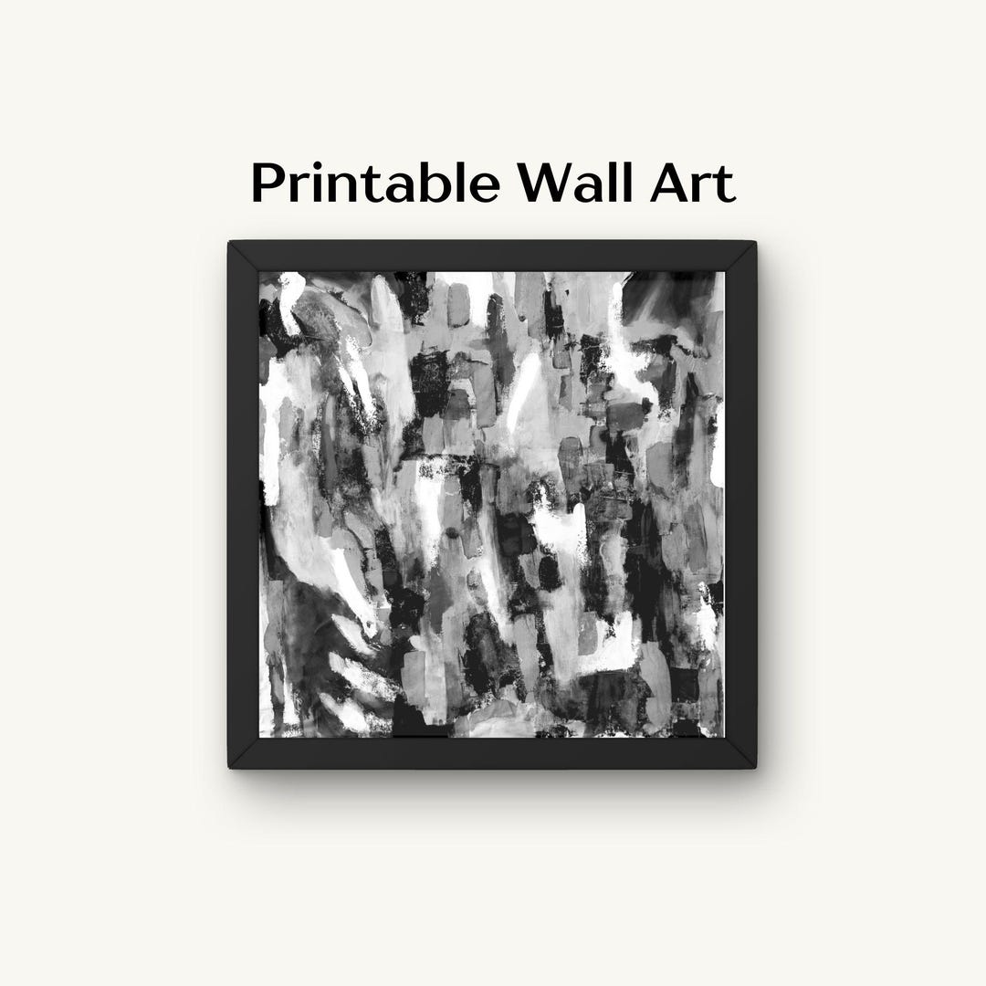 Black and White Abstract Printable Wall Art – Modern Minimalist Texture ...