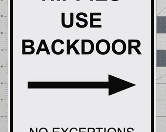 use back door sign etsy