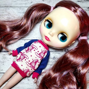 Doll clothing blouse pullover jumper top long sleeve for Blythe Icy Licca and similar dolls
