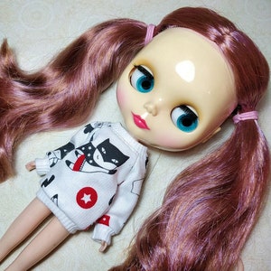 Doll clothing blouse jumper pullover top long sleeve for Neo Blythe Icy Licca or similar doll