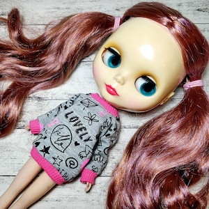 Doll clothing blouse jumper top shirt long sleeve for Blythe Icy Licca and similar dolls
