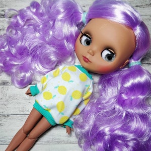 Doll clothing top blouse jumper pullover for Blythe Pullip Obitsu 27 cm Icy doll Vintage Sindy and similar doll lemons