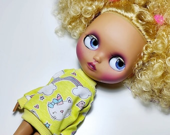 Blythe doll clothing long sleeve top blouse jumper pullover unicorn cat Pullip Neemo Azone Vintage Sindy and similar