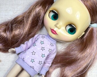 Neo Blythe Doll Blouse Purple Star Print Top
