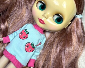 Neo Blythe Doll Sweater Mint Kawaii Strawberry Top