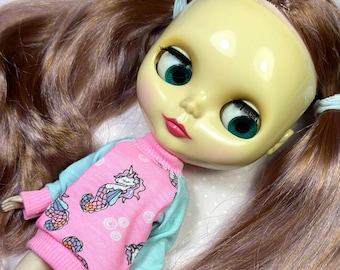 Mermaid unicorn raglan sweater for Neo Blythe 1/6 scale doll