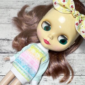 Rainbow Thai Blythe Doll Blouse: Handmade Long Sleeve Top