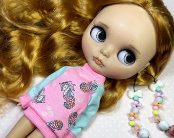 Pastel mermaid raglan sweater for Azone Blythe and Sindy doll