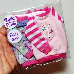 Doll clothing fun mix set of 2 tops blouse jumper pullover shirt for Blythe Azone Pure Neemo Pullip Obitsu 27 cm Vintage Sindy and  similar