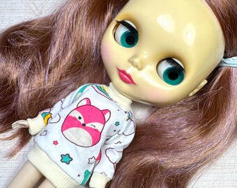Neo Blythe Doll Blouse Pink Fox Kawaii Cartoon Print Top