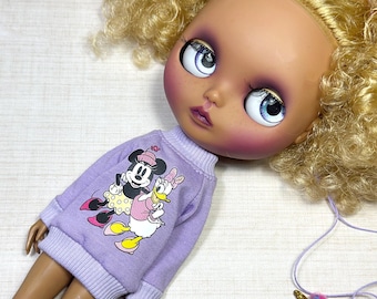 Blythe and Sindy Doll Sweater PurpleDisney Duck and Mouse Top Azone Body