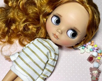 Glitter Striped Doll Top for Blythe, Vintage Sindy, and Similar Dolls