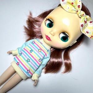 Blythe Doll Clothes Handmade Rainbow Striped Top Blouse for Neo Blythe Cute Collector Outfit