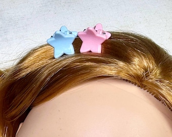 Blue & blush small star Blythe doll hair pins accessories