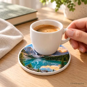 Personalisierter gravierter Holzuntersetzer, Untersetzer mit individuellem Bild, Getränkeuntersetzer mit Logo und Namen, Geschenk für Sie, Einzugsgeschenk, Gastgeschenk zur Hochzeit