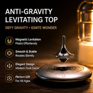 Magnetic Floating Spinning Top, Stress Relief Desk Toy, Anti Gravity Gift for Men